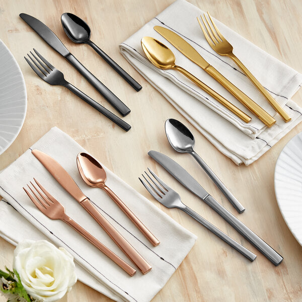 Gold 6 1/2" 18/0 Stainless Steel Forged Teaspoon - 12/Case