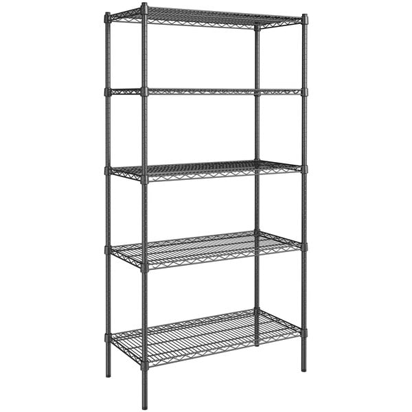 18" x 36" NSF Black Epoxy 5-Shelf Kit with 72" Posts