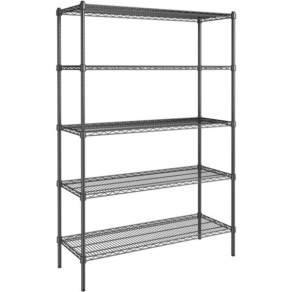 18" x 48" NSF Black Epoxy 5-Shelf Kit with 72" Posts