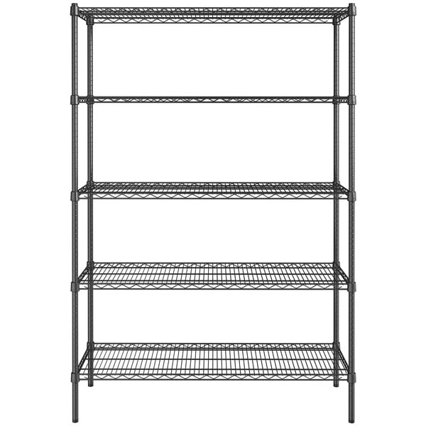 18" x 48" NSF Black Epoxy 5-Shelf Kit with 72" Posts