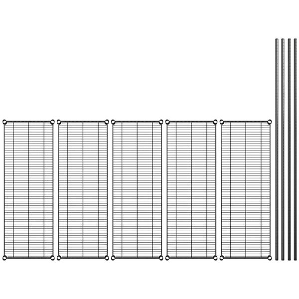 18" x 48" NSF Black Epoxy 5-Shelf Kit with 72" Posts