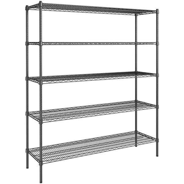 18" x 60" NSF Black Epoxy 5-Shelf Kit with 72" Posts