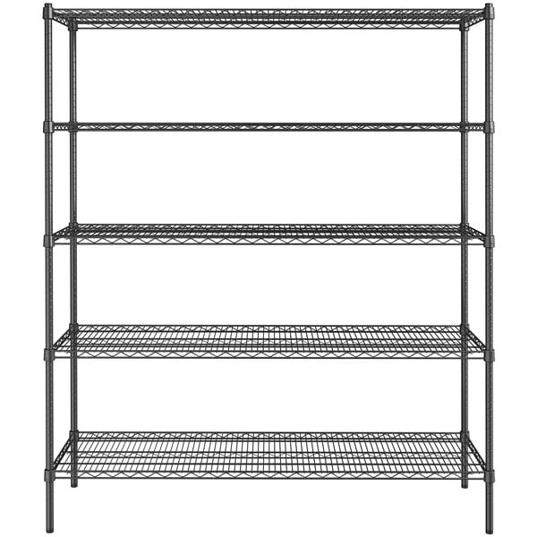 18" x 60" NSF Black Epoxy 5-Shelf Kit with 72" Posts