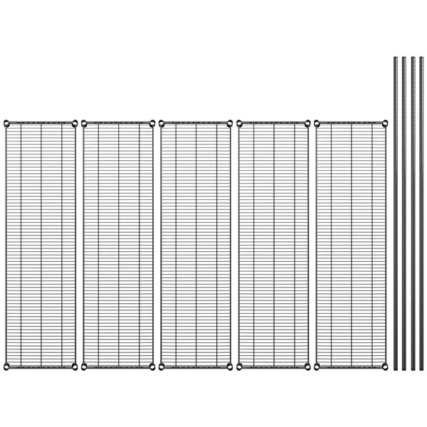 18" x 60" NSF Black Epoxy 5-Shelf Kit with 72" Posts