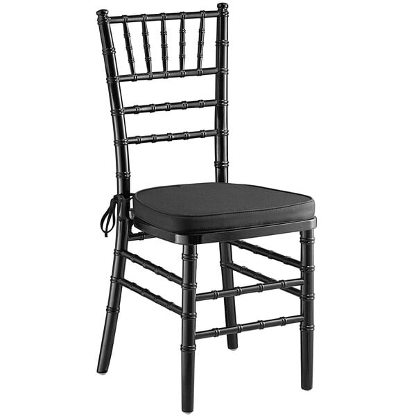 Black Wood Chiavari Chair with Black Cushion