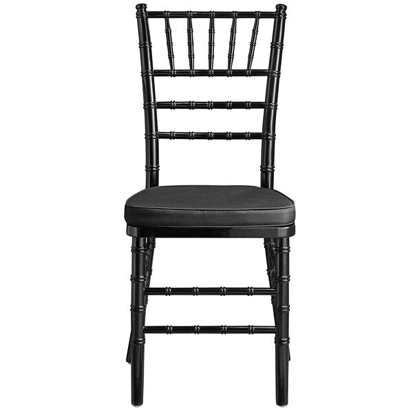 Black Wood Chiavari Chair with Black Cushion