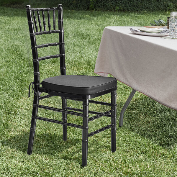 Black Wood Chiavari Chair with Black Cushion