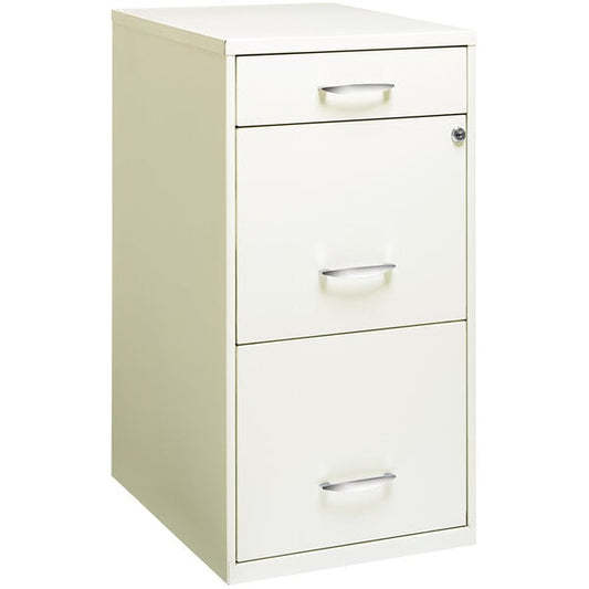 Pearl White Three-Drawer Vertical Organizer File Cabinet with Supply Drawer - 14 1/4" x 18" x 27 1/2"