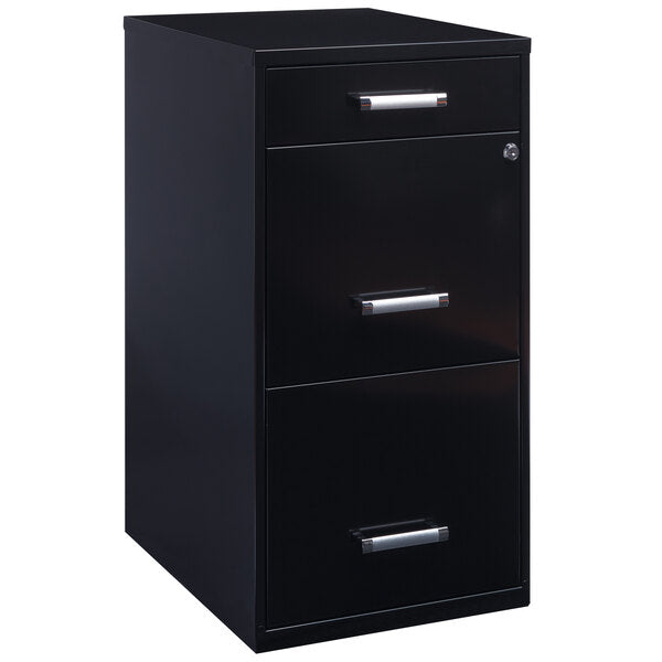 Black Three-Drawer Vertical Organizer File Cabinet with Supply Drawer - 14 1/4" x 18" x 27 1/2"