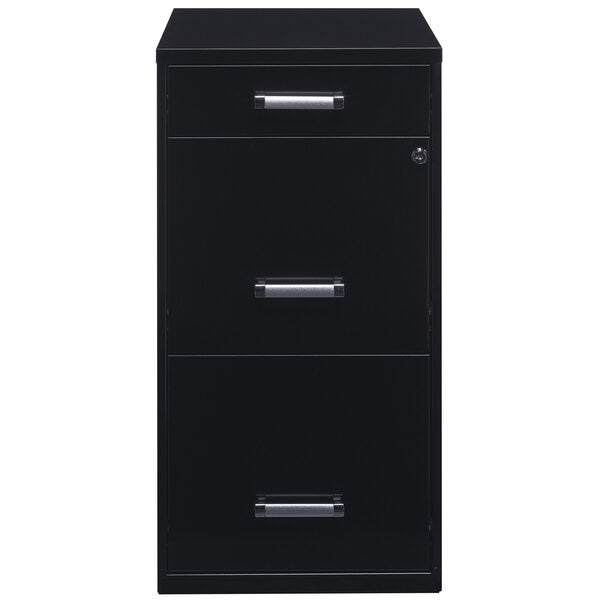 Black Three-Drawer Vertical Organizer File Cabinet with Supply Drawer - 14 1/4" x 18" x 27 1/2"