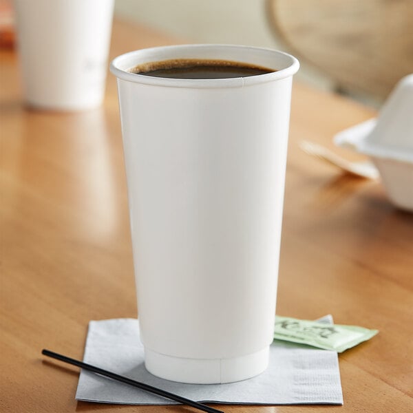 20 oz. White Smooth Double Wall Paper Hot Cup