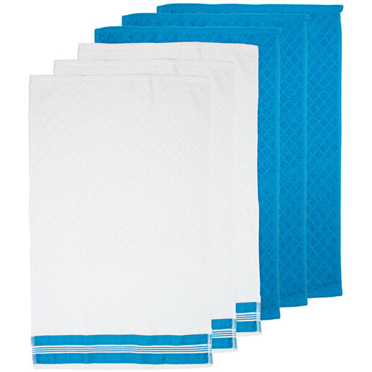 15" x 25" Diamond Pattern 40 oz. Premier 100% Cotton Terry Kitchen Towel - 6/Pack