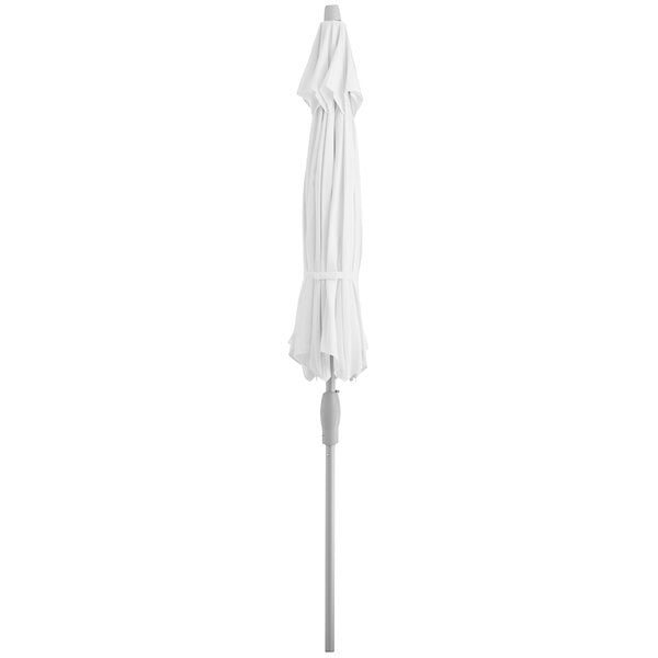 9' White Crank Lift Auto Tilt Aluminum Umbrella