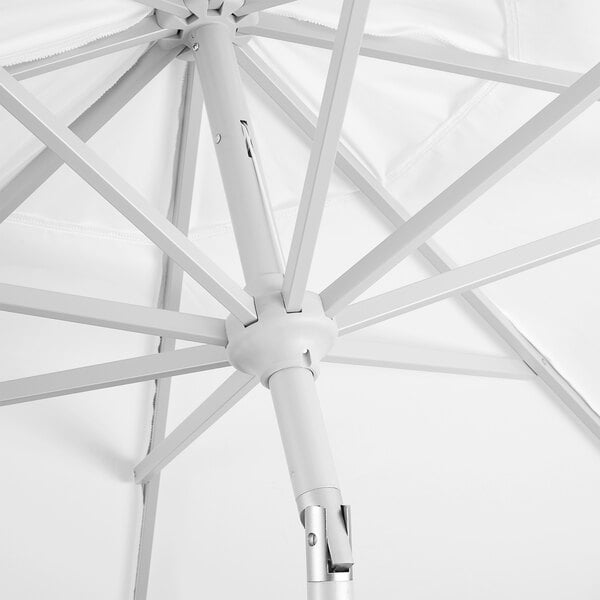 9' White Crank Lift Auto Tilt Aluminum Umbrella