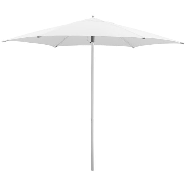 9' White Push Lift Aluminum Umbrella