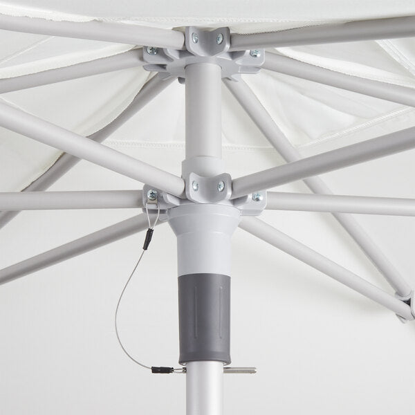 9' White Push Lift Aluminum Umbrella