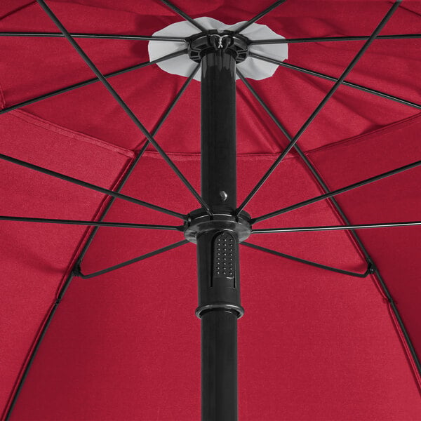 6' Red Push Lift Umbrella with 1 1/4" Steel Pole