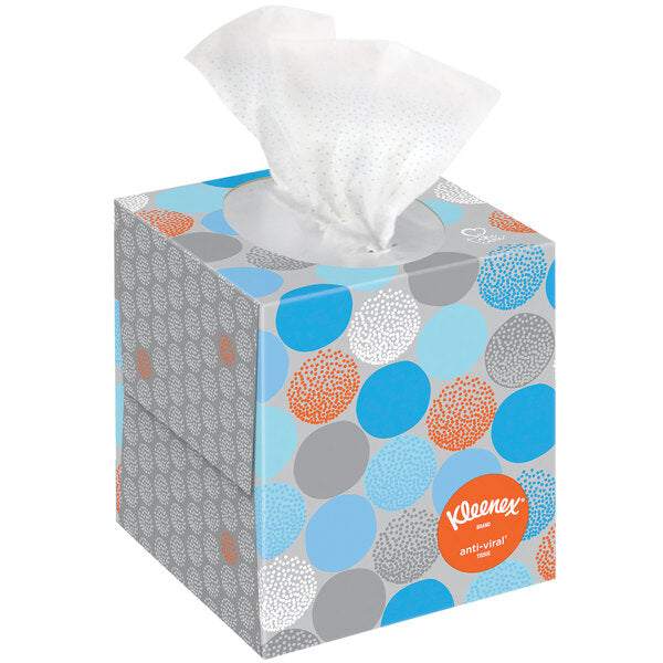 Anti-Viral 55 Sheet 2-Ply Facial Tissue Cube - 12/Case