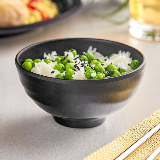 8 oz. Matte Black Melamine Rice Bowl - 12/Pack