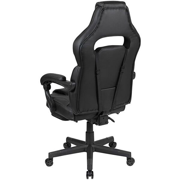 High-Back Fully Reclining Black LeatherSoft Swivel Office Chair / Video Game Chair with Slide-Out Footrest