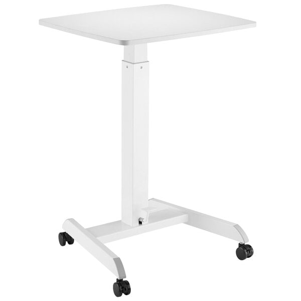 23 1/2" x 20 1/2" White Adjustable Height Mobile Sit to Stand Desk