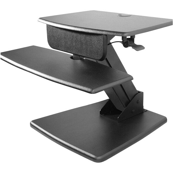 23" x 15 1/2" Black Adjustable Height Sit to Stand Desktop Desk with Keyboard Tray