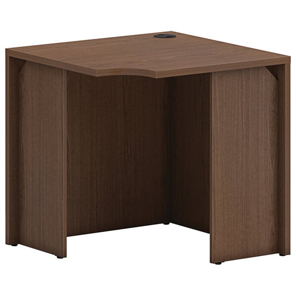 30" Square Sepia Walnut Laminate Corner Desk Shell