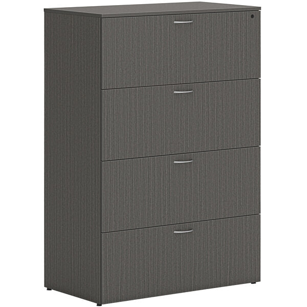 36" x 20" x 53" Slate Teak Lateral File Cabinet with 4 Drawers and Removable Top