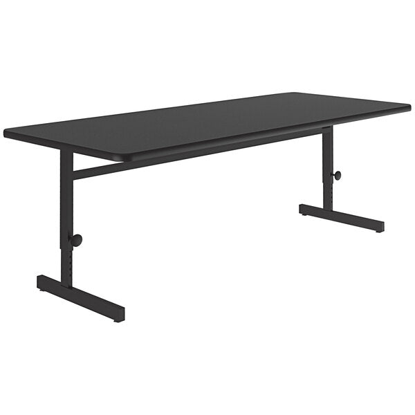 30" x 48" Rectangular Black Granite Finish 21" - 29" Adjustable Height Thermal-Fused Laminate Top Computer and Training Desk