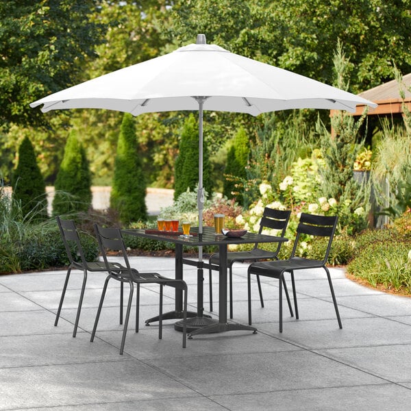 9' White Crank Lift Auto Tilt Aluminum Umbrella