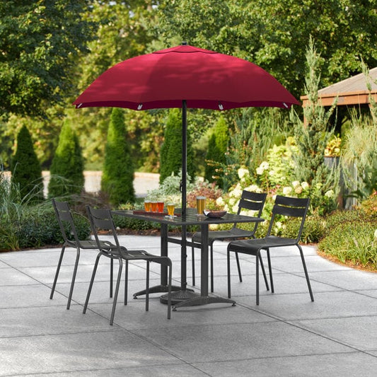 6' Red Push Lift Umbrella with 1 1/4" Steel Pole