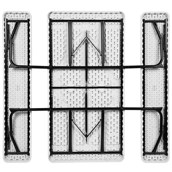 Insta-Fold 53 3/4" x 58 1/4" White Wood Grain Plastic Picnic Table with 2 Benches