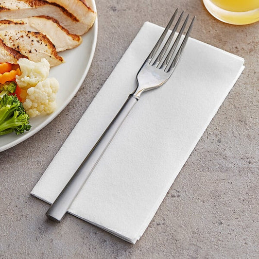 14" x 14" White Linen-Feel Flat-Packed Dinner Napkin