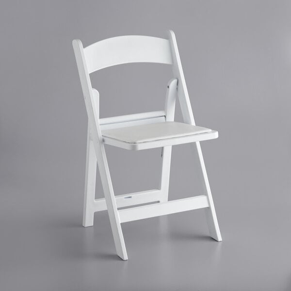 White Resin Folding Chair with Vinyl Seat