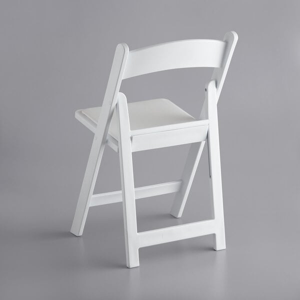 White Resin Folding Chair with Vinyl Seat