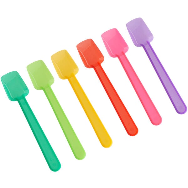 3 3/4" Plastic Gelato Spoons with Assorted Colors