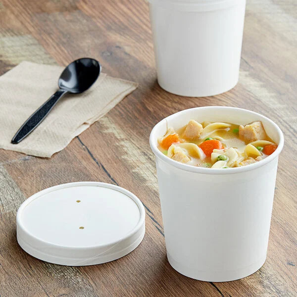 White Paper Food Cup with Vented Paper Lid - 16 oz.