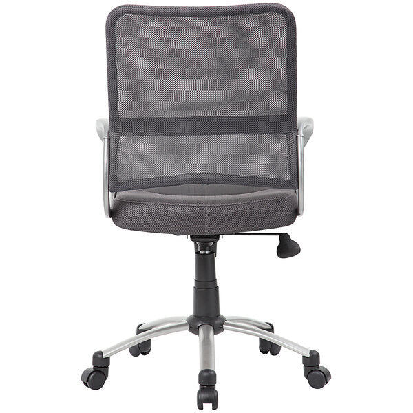 Charcoal Gray Mesh Task Chair with Pewter Finish and Casters