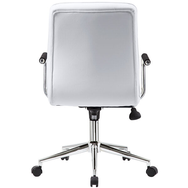 White Modern Office Chair with Chrome Arms