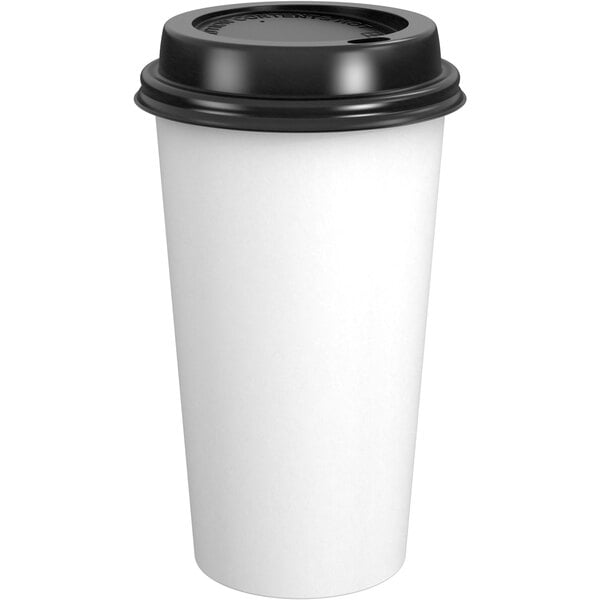 16 oz. White Poly Paper Hot Cup and Lid