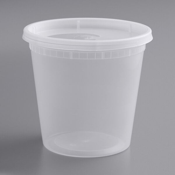 24 oz. Microwavable Translucent Plastic Deli Container and Lid Combo Pack