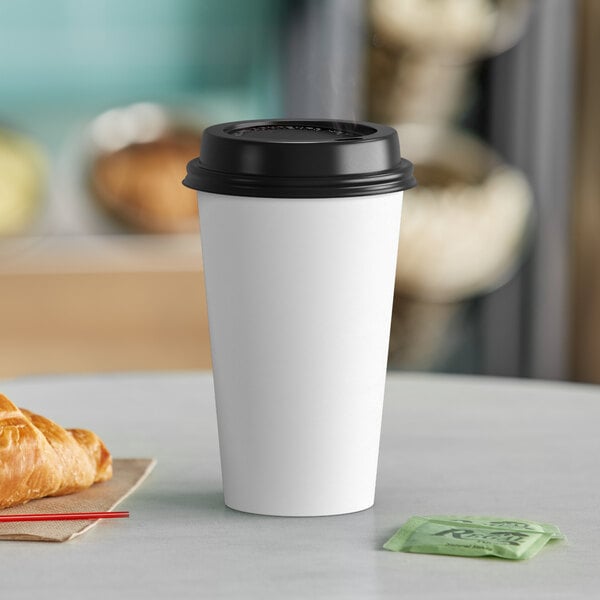 16 oz. White Poly Paper Hot Cup and Lid