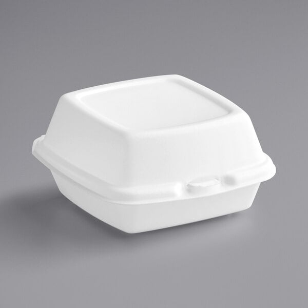 White Foam Hinged Lid Container 6" x 6" x 3"