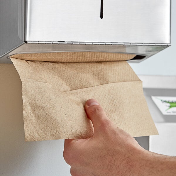 Janitorial Natural Brown Kraft M-Fold (Multifold) Towel - 4000/Case