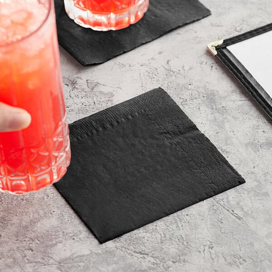 Black 2-Ply Customizable Beverage / Cocktail Napkin