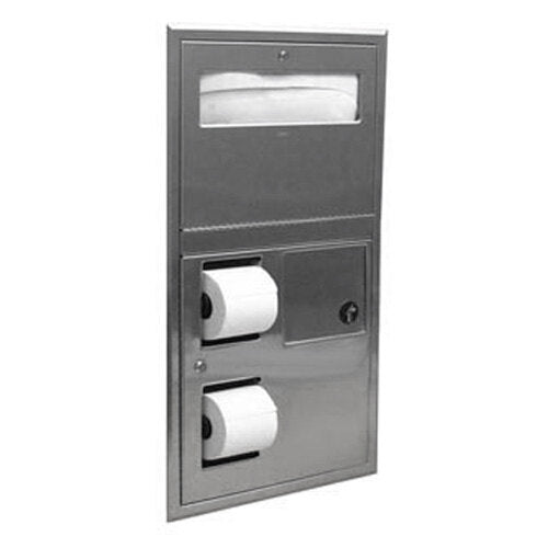 Recessed Toilet Seat-Cover and Toilet Tissue Dispenser with Sanitary Napkin Disposal - 17 3/16" x 3 15/16" x 30 5/8"