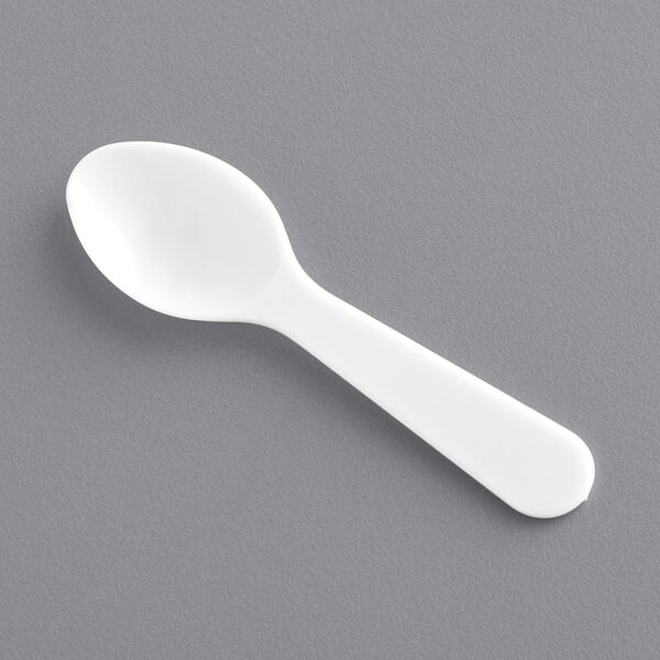 3" White Plastic Tasting Spoon