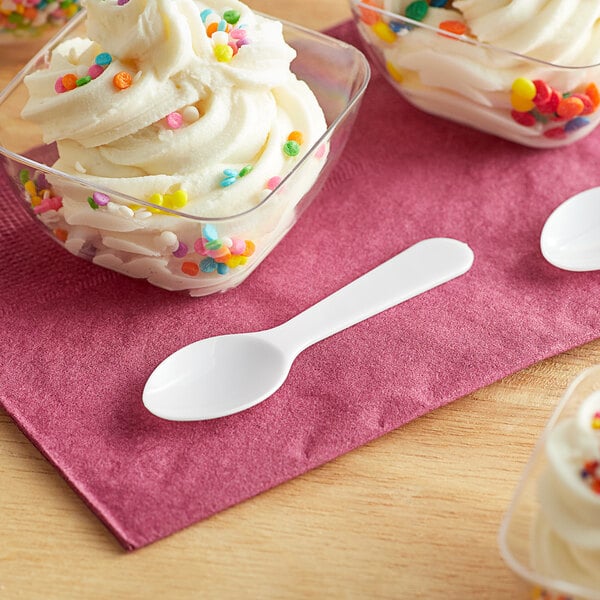 3" White Plastic Tasting Spoon