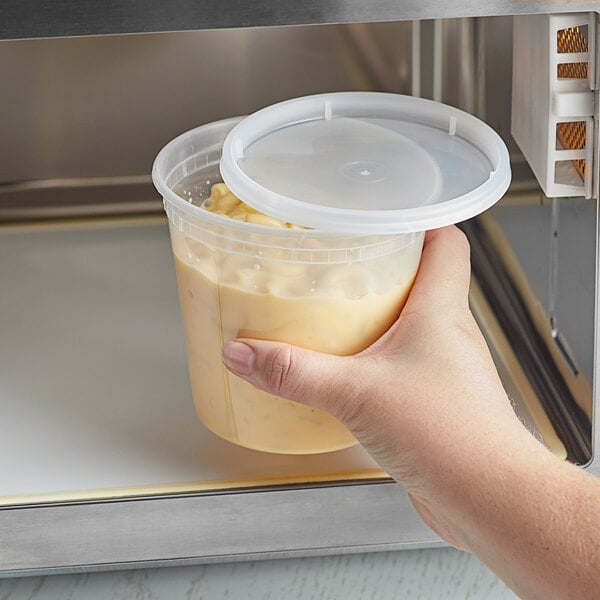 24 oz. Microwavable Translucent Plastic Deli Container and Lid Combo Pack