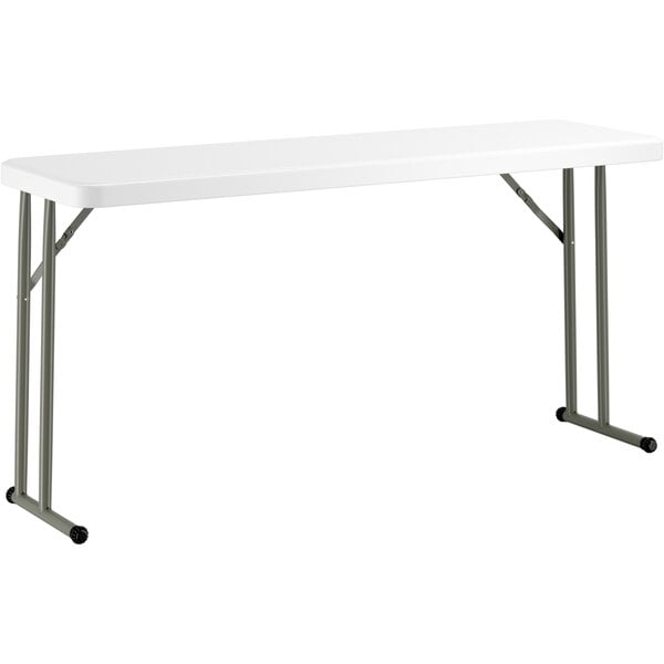 18" x 60" Granite White Heavy-Duty Blow Molded Plastic Folding Table